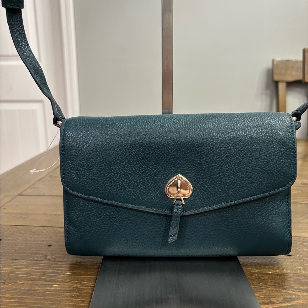 Kate Spade Marti Pebbled Leather Convertible Wallet Crossbody Peacock Sapphir